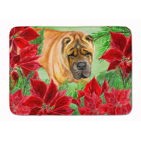 Carolines Treasures Shar Pei Poinsettas Machine Washable Memory Foam Mat CK1309RUG